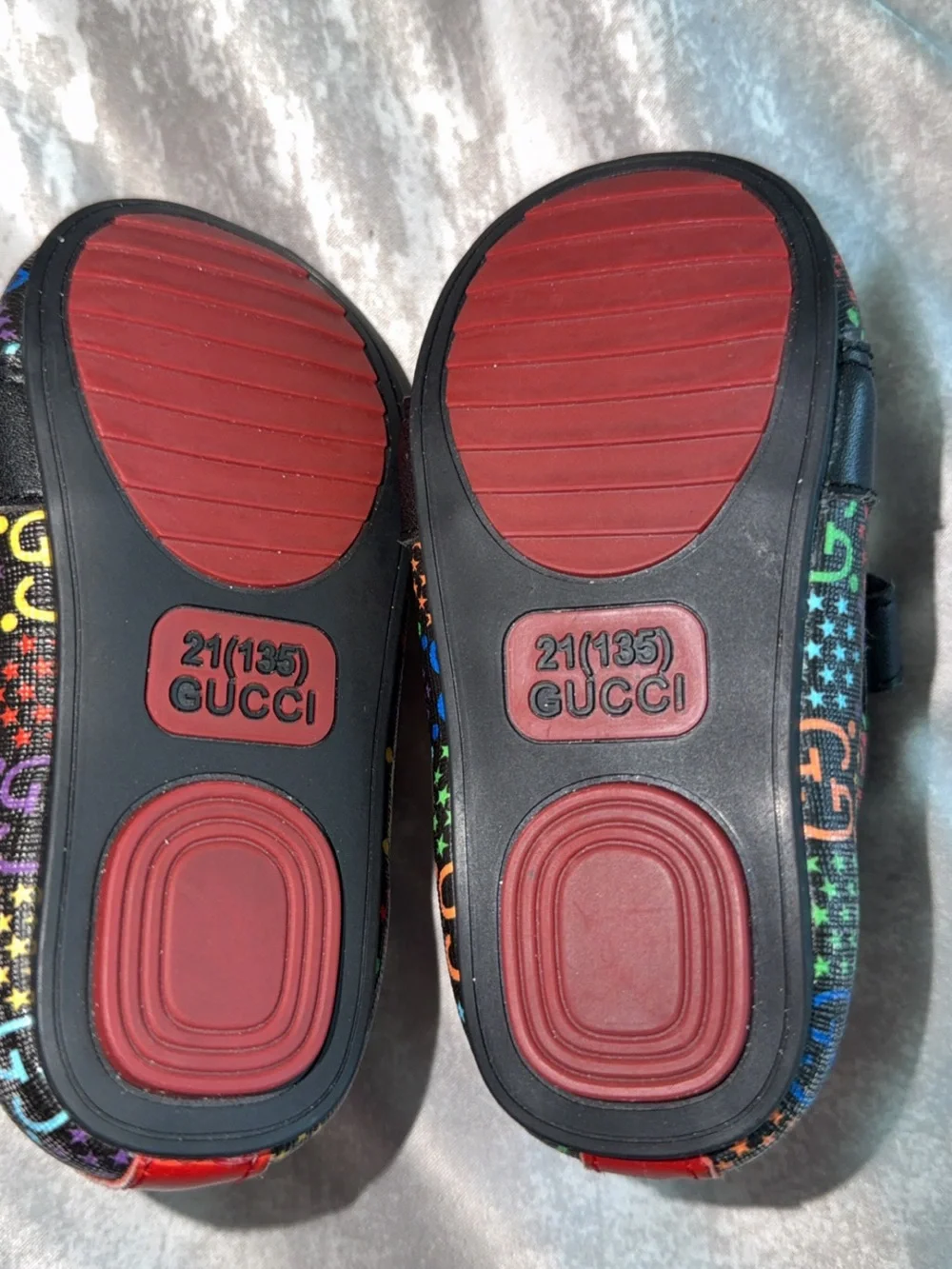 Gucci Kids Black Slip-On Shoes with Multicolor Logo